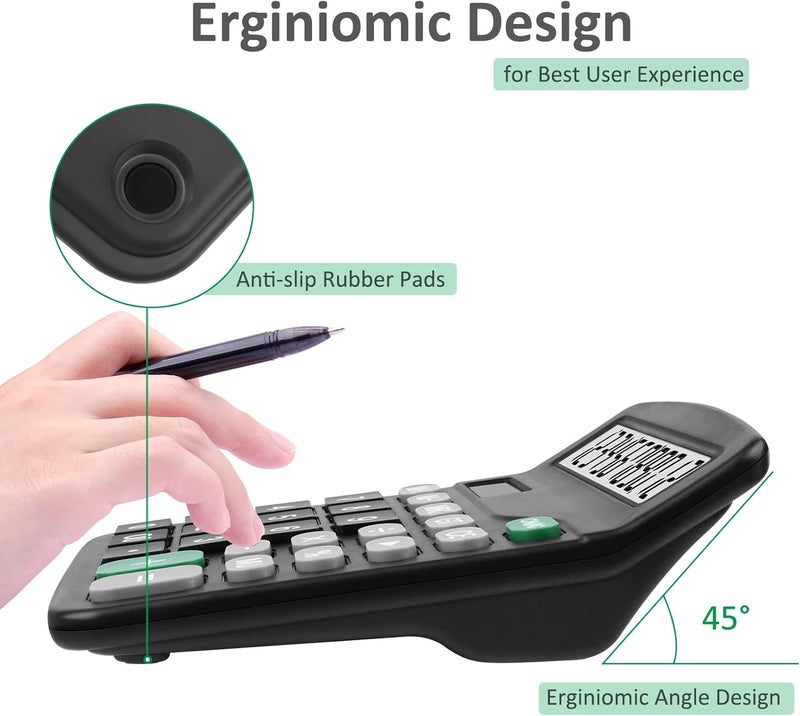 Splaks Calculators, 2 Pack Standard Functional Desktop Calculators Sola and AA Battery Dual Power Electronic Basic Calculator with 12-Digit Large Display for Office, Home, School (2 Black) - Image 5